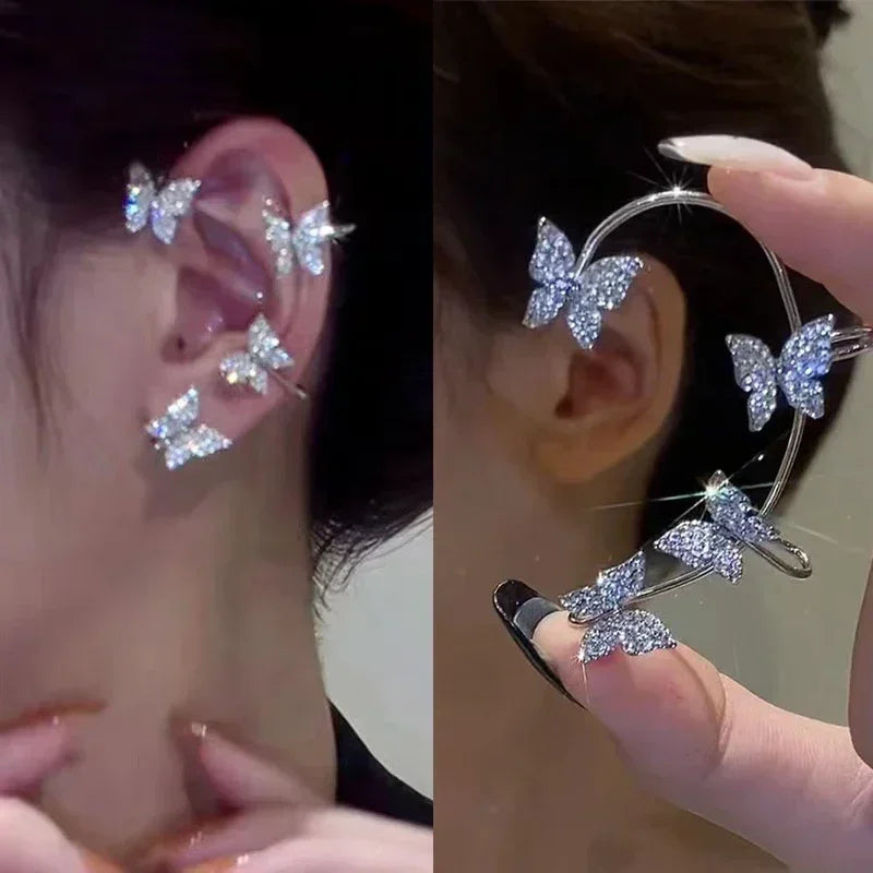Butterfly Ear Cuff Clip Earrings for Fairy Gothic Alternative Fashion Styling