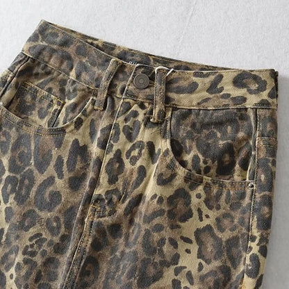 High Waist Leopard Print Mini Skirt with Bodycon Streetwear Silhouette