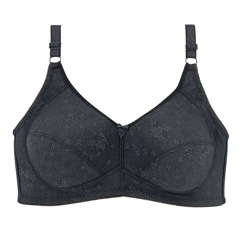 Full-Coverage Embossed Cup Bra with Smoothing Side Wings
