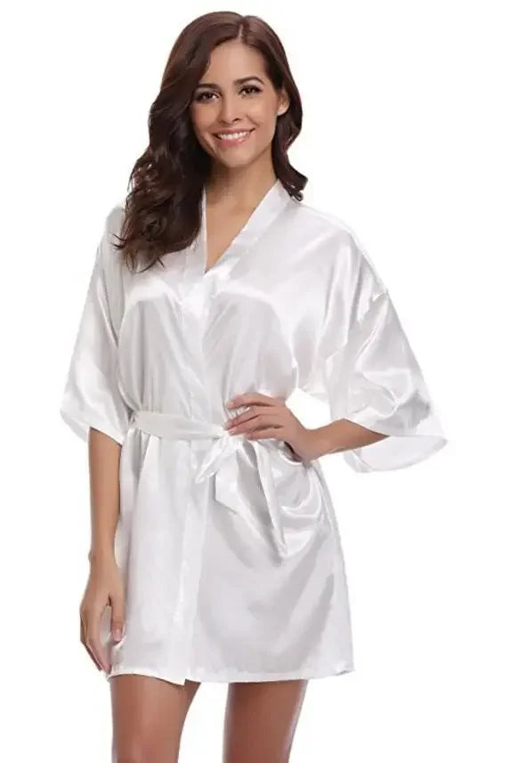 Classic Solid Satin-Finish Wrap Robe with Matching Tie Belt