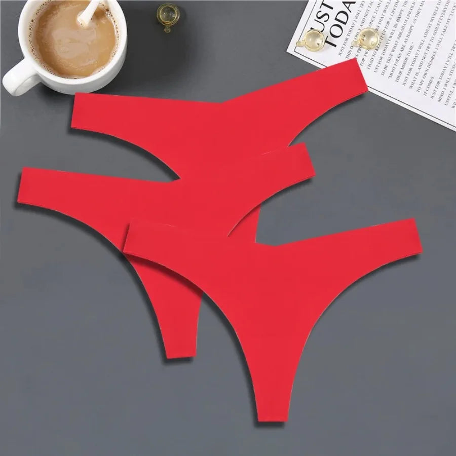 Seamless V-Waist Thong Panties Three-Pack with Smooth Athletic Finish