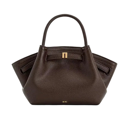 Minimalist Split Leather Hobo Tote Bag with Top Handle Everyday Work Design