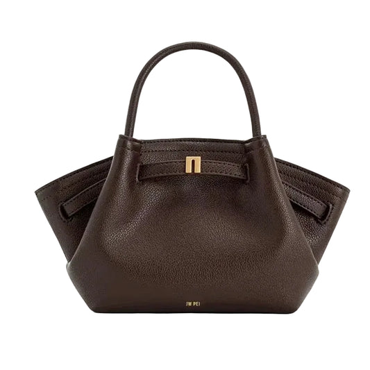 Minimalist Split Leather Hobo Tote Bag with Top Handle Everyday Work Design