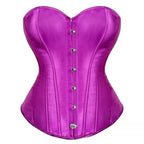 Vibrant Pink Satin-Finish Overbust Corset with Structural Seaming