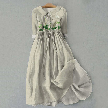 Vintage Embroidered Waist Cottagecore Inspired Alternative Midi Dress