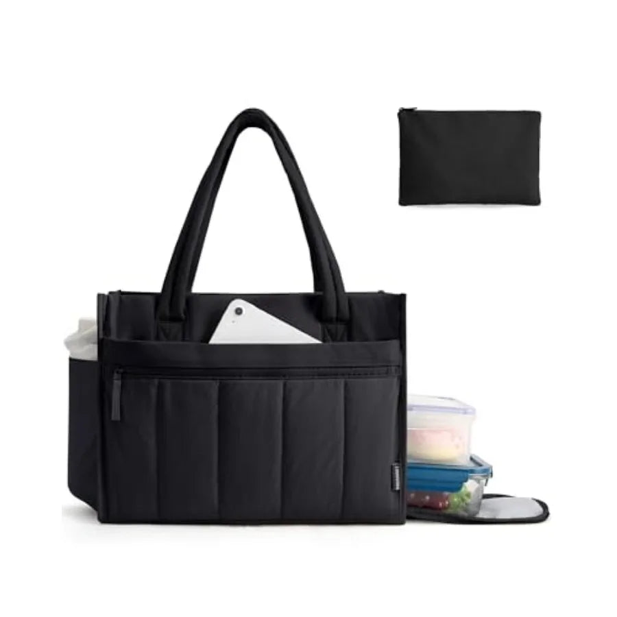 Large Capacity Quilted Laptop Tote Bag with Utility Storage Design