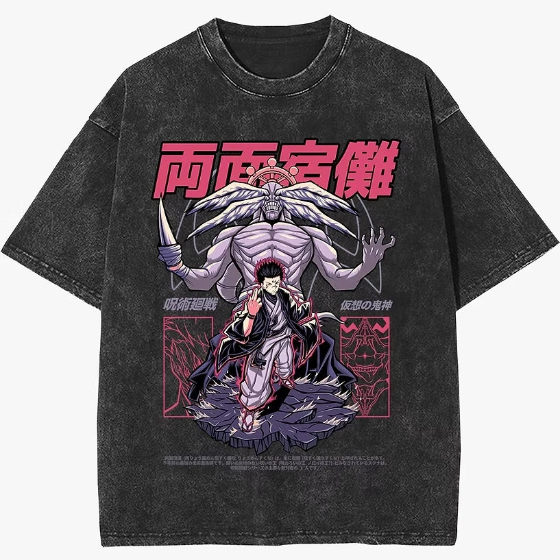 Anime Divine Warrior Manga Graphic Vintage Oversized Streetwear Cotton Tee
