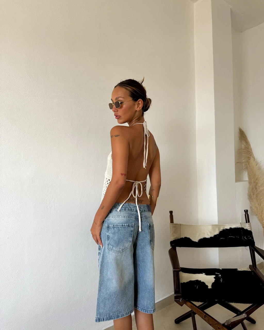 Crochet Halter Tank Top with Flare Hem Boho Summer Everyday Style