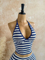 Striped Halter Crop Top and Mini Skirt Beach Co-Ord Set