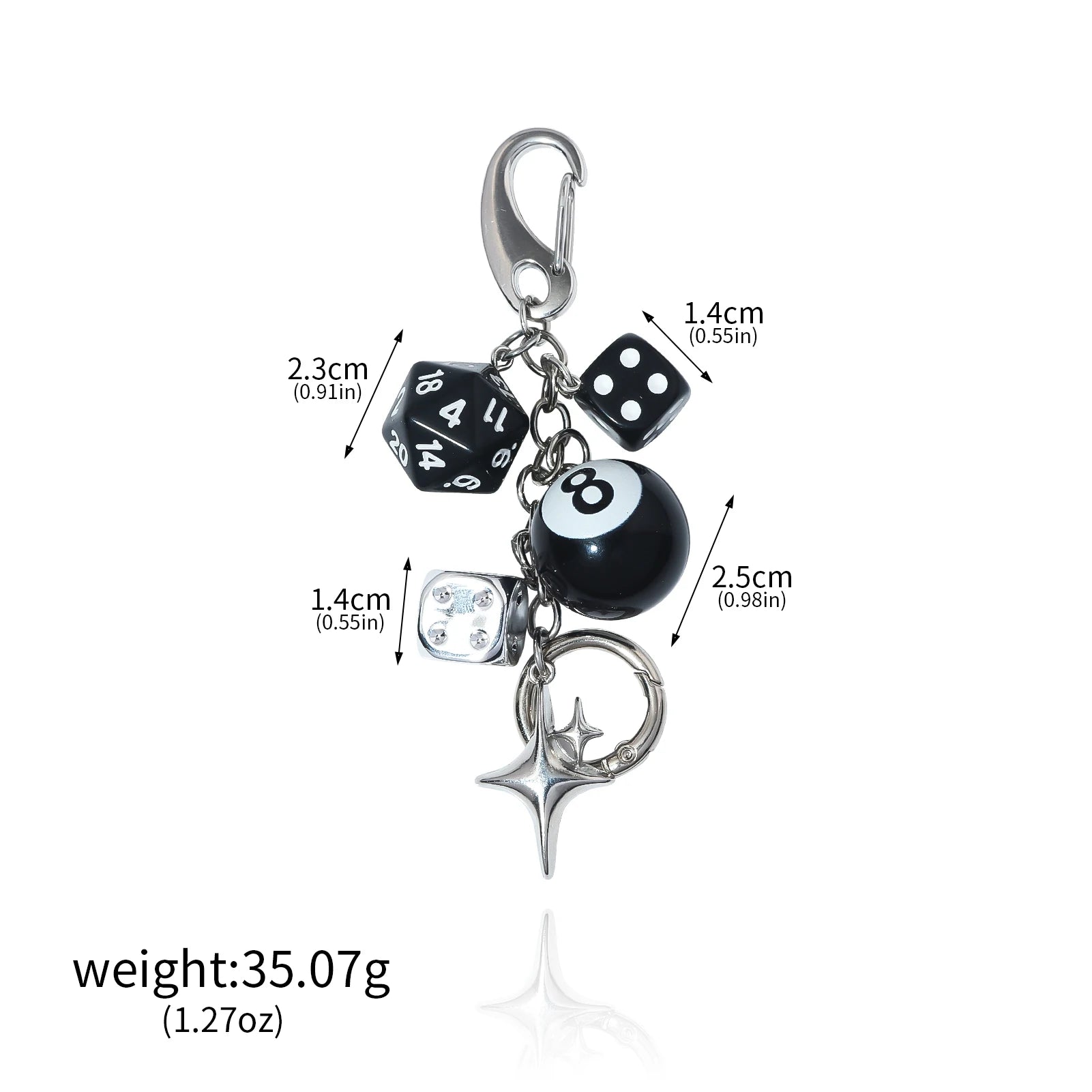 Y2K Dice Charm Keychain Alternative Streetwear Bag Accessory