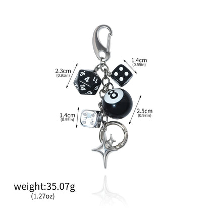 Y2K Dice Charm Keychain Alternative Streetwear Bag Accessory