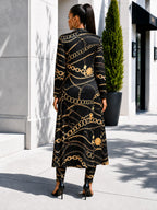 Women's Printed Longline Cardigan and Slim Pants Co-Ord Set