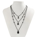 Layered Crystal Drop Necklace Set for Gothic Y2K and Dark Feminine Fashion Styling