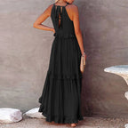 Tiered Ruffle Hem Flowing Feminine Alternative Maxi Dress