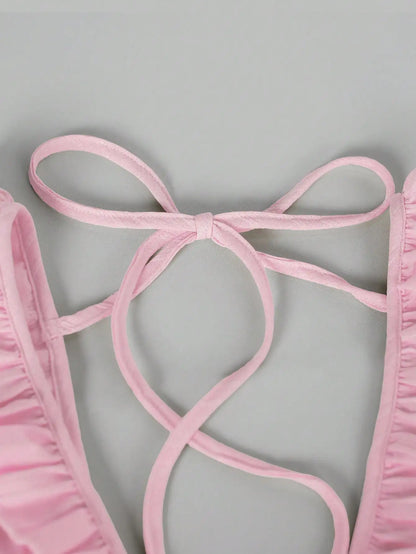 Ruffle Strap A-Line Mini Dress with Elastic Waist Summer Vacation Silhouette