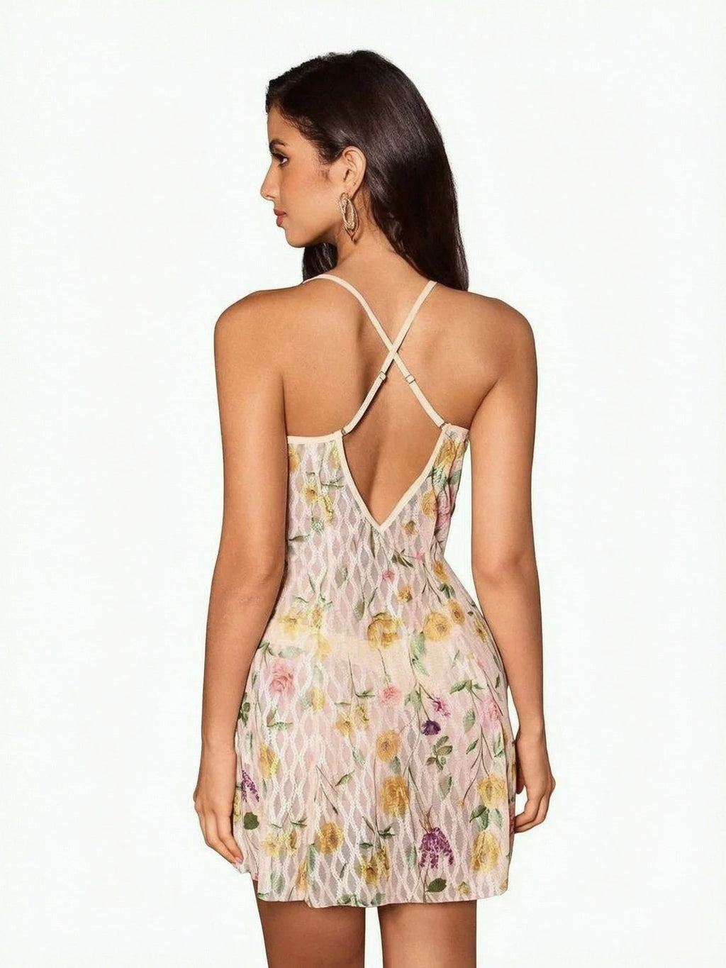 Floral Print Flowing Layered Robe Set with Contrast Trim and Waist Tie