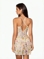 Floral Print Flowing Layered Robe Set with Contrast Trim and Waist Tie