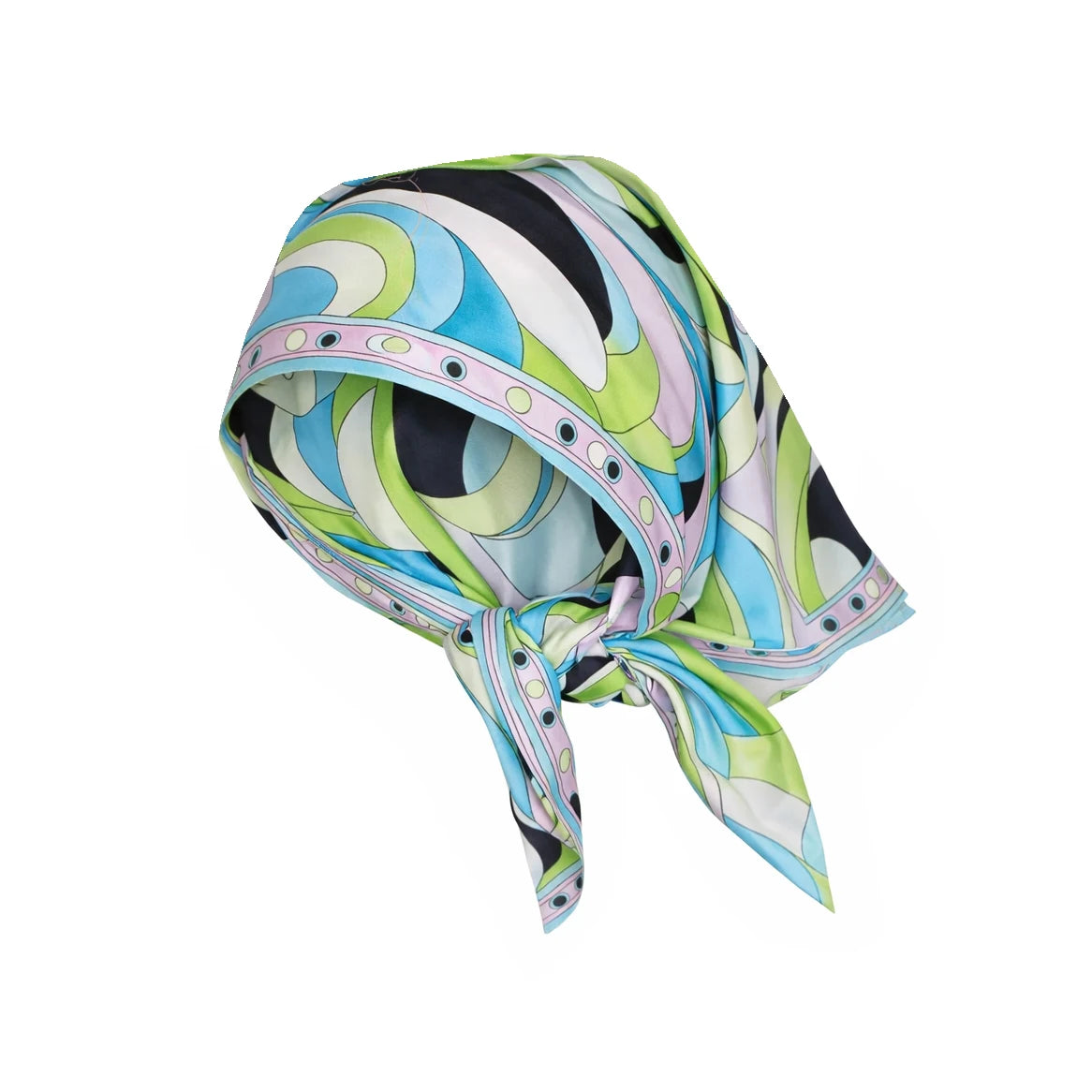 Retro Swirl Print Bandeau Swim Set with Matching Cascading Sarong