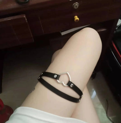 Heart Rivet Thigh Garter Harness Gothic Punk Alternative Leg Accessory