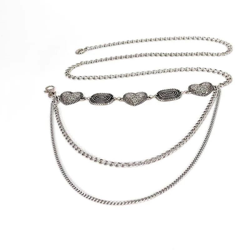 Vintage Heart Chain Waist Belt for Gothic Harajuku Alternative Fashion Looks