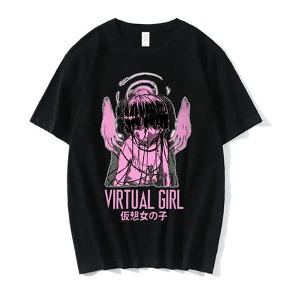 Virtual Anime Goth Oversized Alternative Streetwear Graphic Shirt