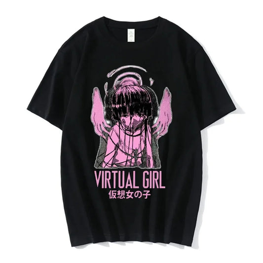 Virtual Anime Goth Oversized Alternative Streetwear Graphic Shirt