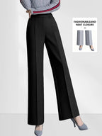 Women's High Waist Wide Leg Casual Pants with Elastic Waist and Relaxed Fit