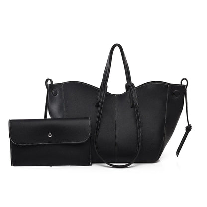 Minimal Faux Leather Tote Bag Set with Crossbody Companion Bag