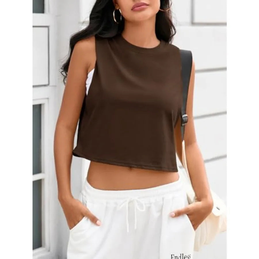 Women's Boxy Cropped Tank Top for Casual Athletic Streetwear Everyday Summer Comfort Style