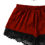 Sheer Black Lace Bralette and Jewel-Toned Satin-Finish Shorts Sleep Set