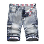 Men's Loose Fit Washed Denim Shorts with Distressed Finish and Casual Streetwear Style