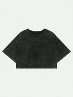 Washed Cotton Crop Tee with Relaxed Fit and Everyday Casual Style