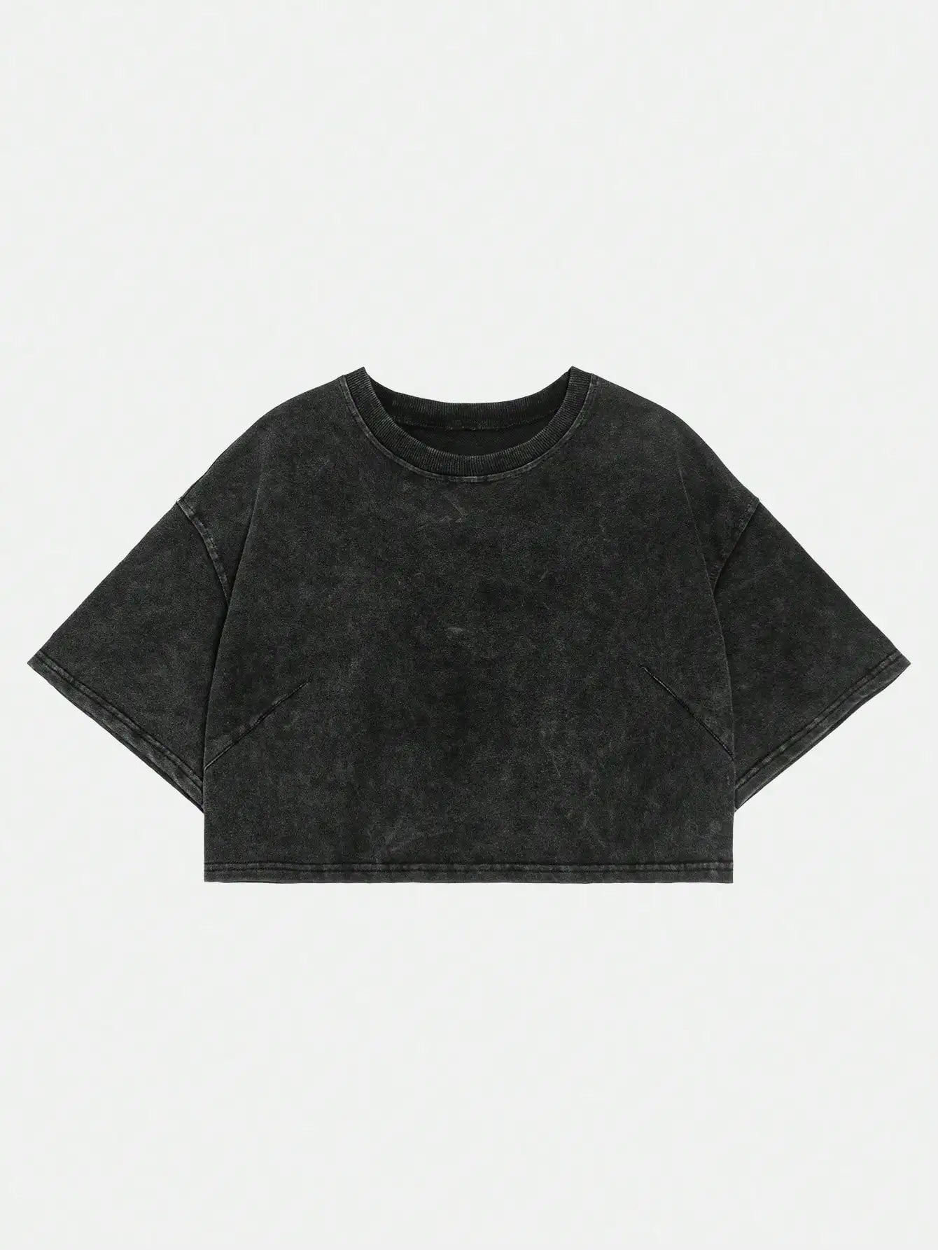 Washed Cotton Crop Tee with Relaxed Fit and Everyday Casual Style