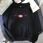 Kawaii Anime Inspired Oversized Hoodie with Minimal Expression Graphic