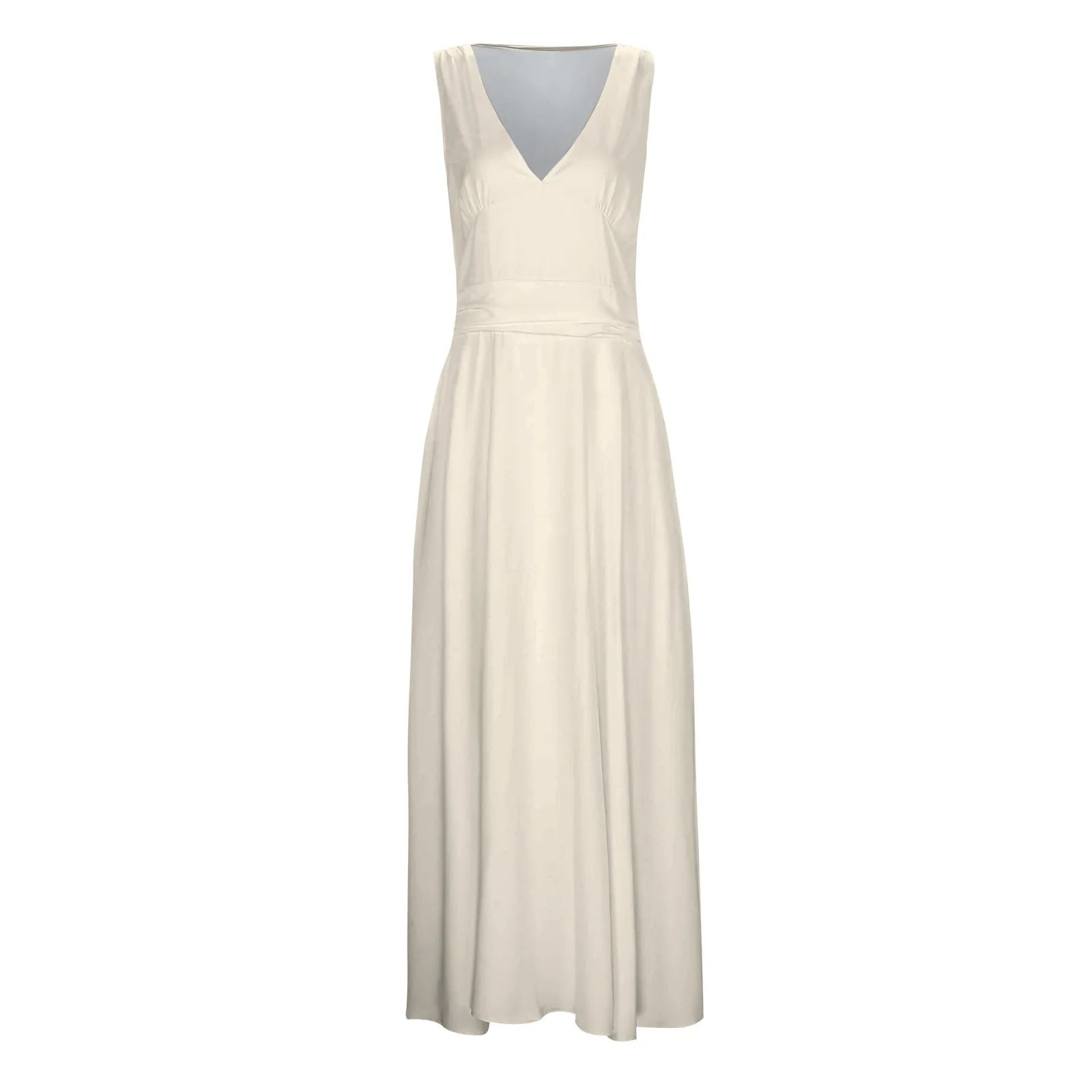 Deep V Neck Sleeveless Maxi Dress with Flowy A-Line Silhouette