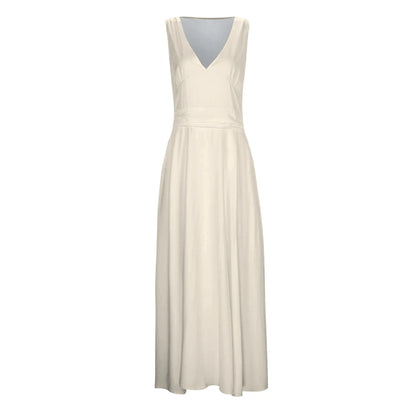 Deep V Neck Sleeveless Maxi Dress with Flowy A-Line Silhouette
