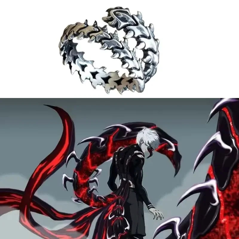Alternative Engraved Adjustable Statement Ring for Gothic and Punk Fashion