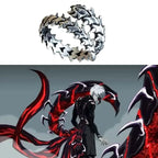 Alternative Engraved Adjustable Statement Ring for Gothic and Punk Fashion