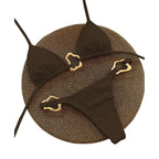 Espresso Brown String Bikini with Wavy Metallic Hardware Accents