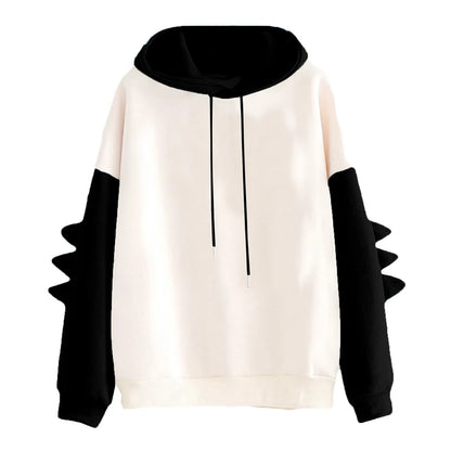 Anime Pastel Streetwear Hoodie with Manga-Inspired Dinosaur Sleeve Accents
