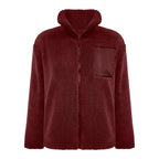 Women's Plush Teddy Fleece Zip Jacket with Relaxed Hooded Everyday Comfort Style