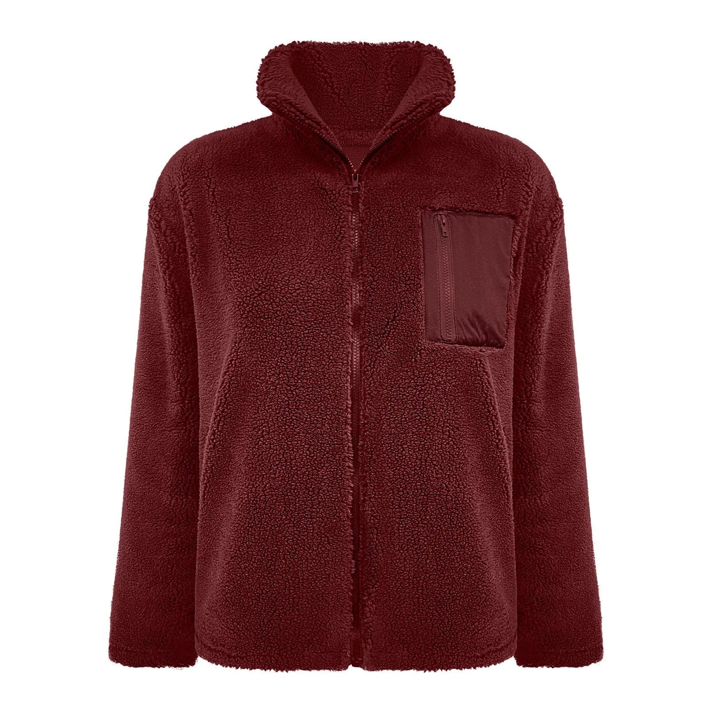 Women's Plush Teddy Fleece Zip Jacket with Relaxed Hooded Everyday Comfort Style