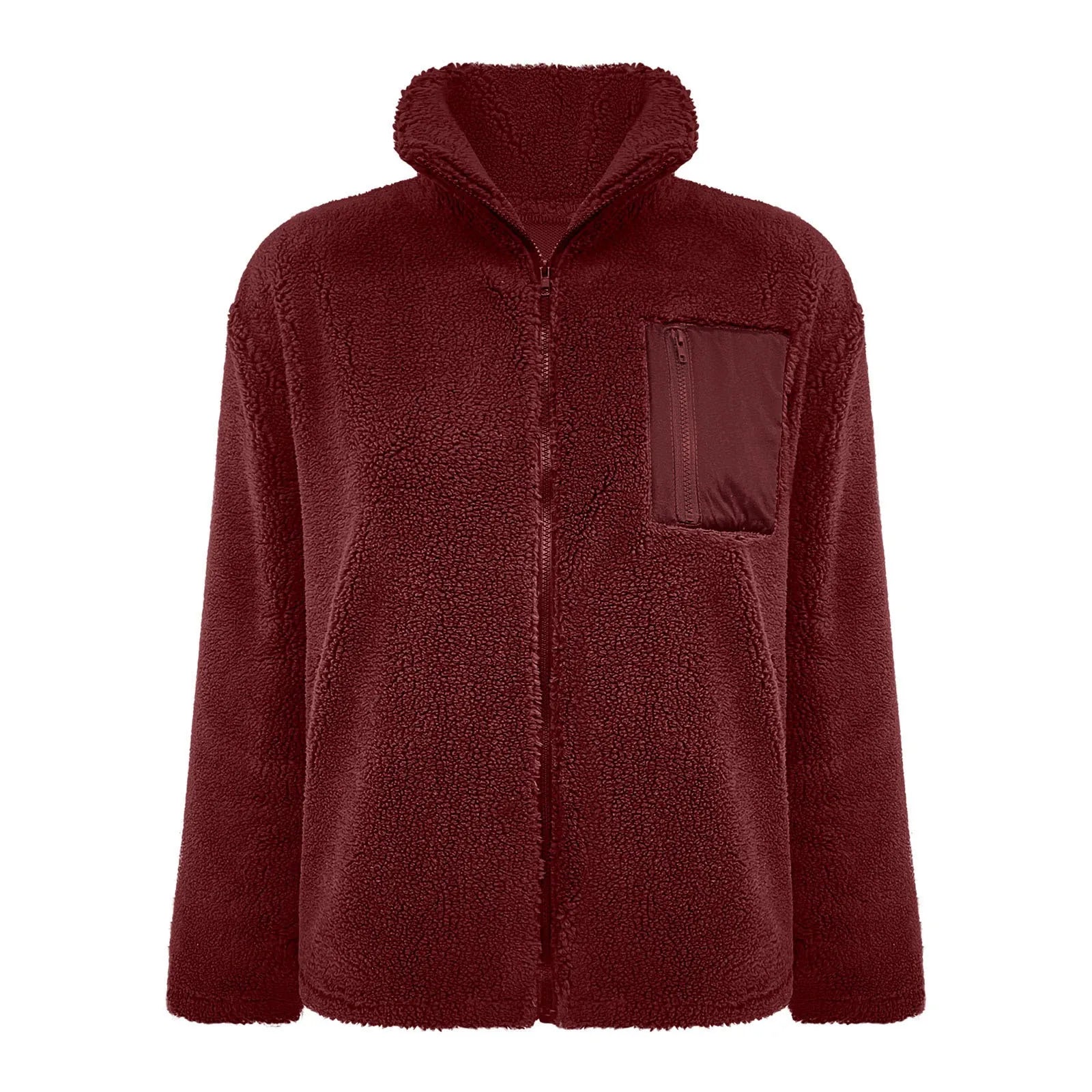 Women's Plush Teddy Fleece Zip Jacket with Relaxed Hooded Everyday Comfort Style