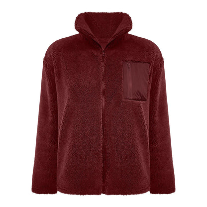 Women's Plush Teddy Fleece Zip Jacket with Relaxed Hooded Everyday Comfort Style
