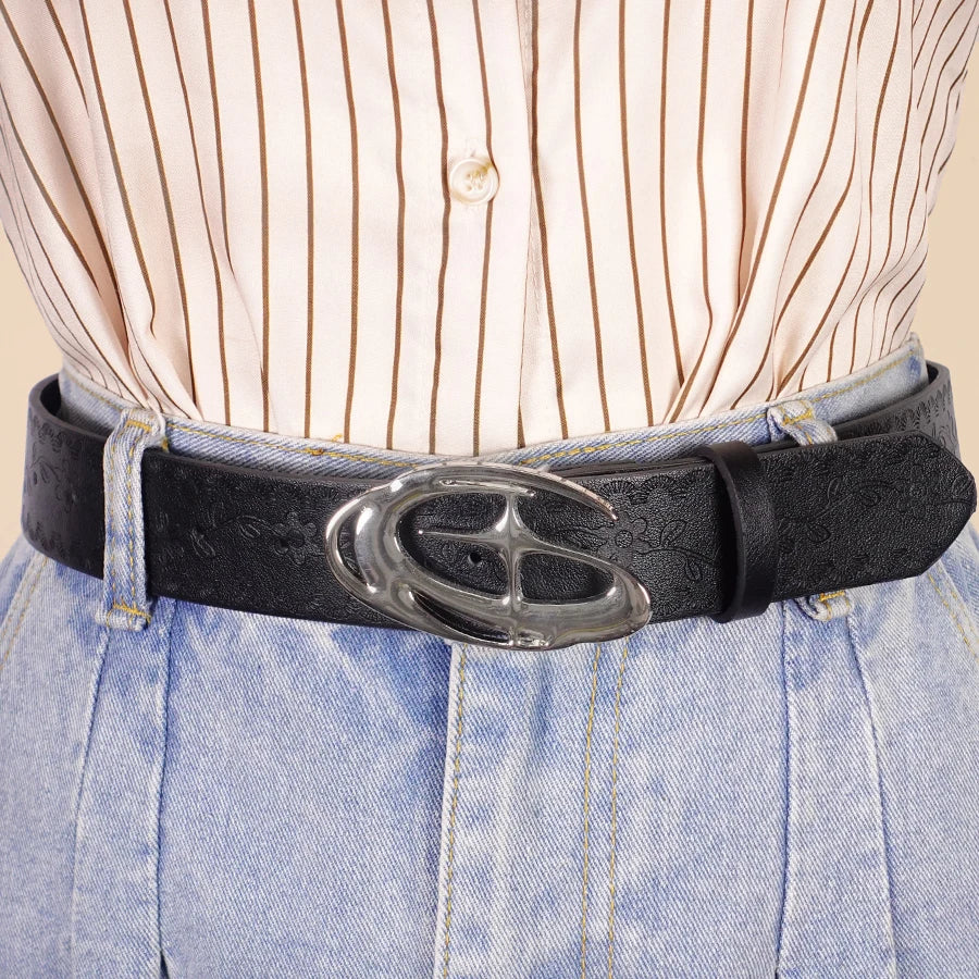 Celestial Moon Buckle Belt for Dark Feminine and Gothic Styling