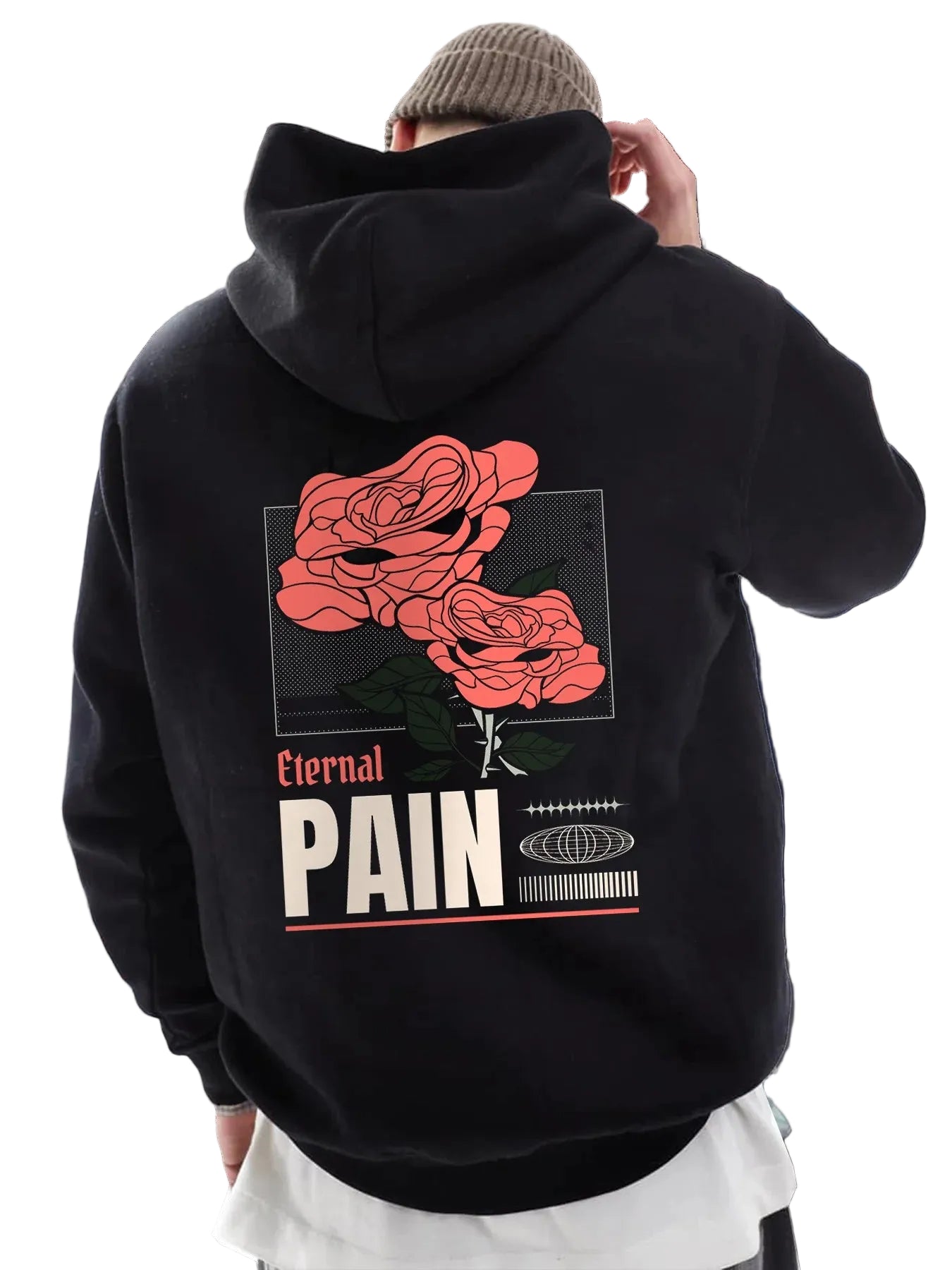 Retro Anime Goth Pain Graphic Oversized Hoodie