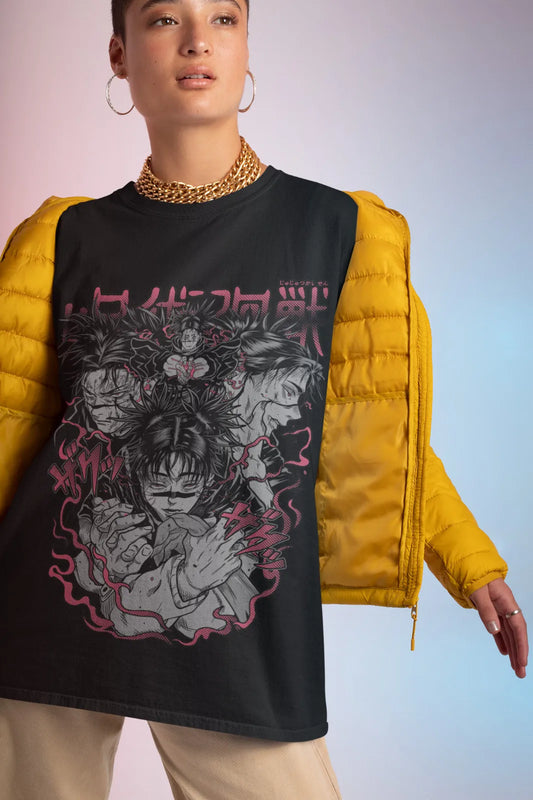 Dark Anime Warrior Graphic T-Shirt with Gothic Manga Streetwear Illustration