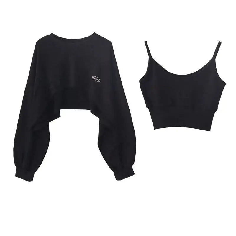 Women's Cropped Batwing Sleeve Sweatshirt with Relaxed Fit for Modern Streetwear Style