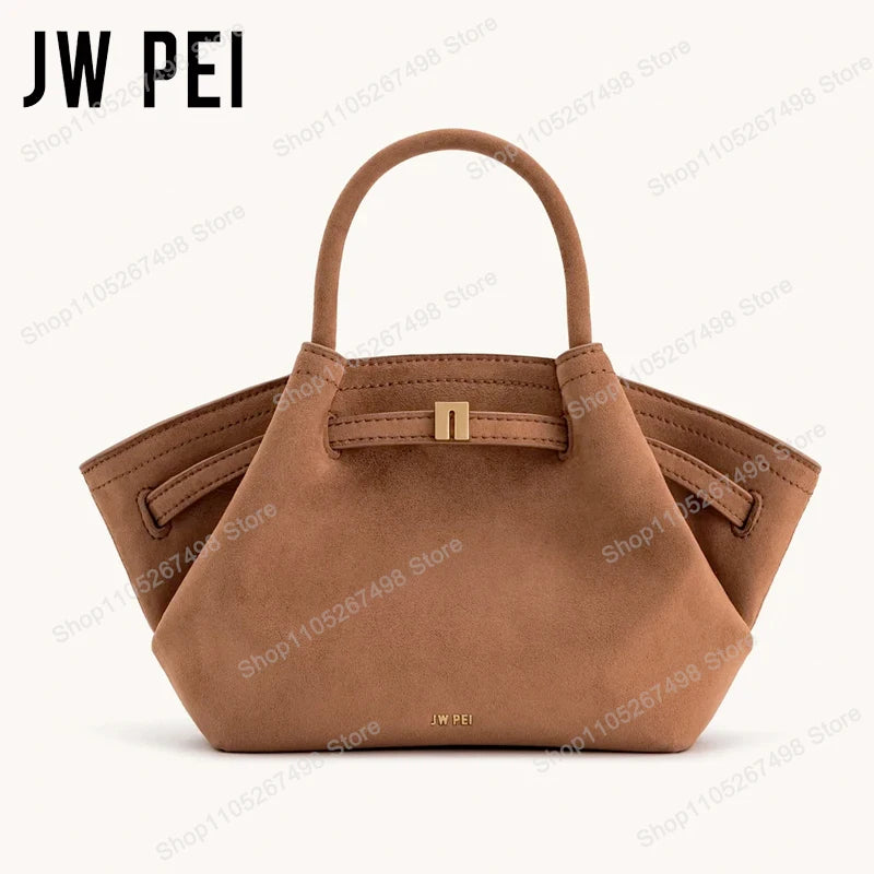 Minimalist Split Leather Hobo Tote Bag with Top Handle Everyday Work Design