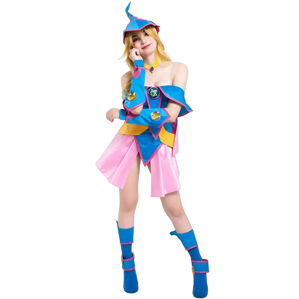 Women's Fantasy Inspired Dress Costume Set with Layered Skirt and Coordinated Hat Accessory